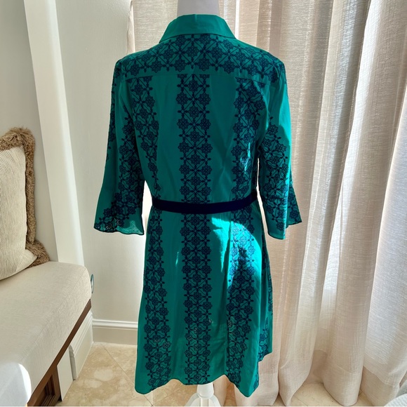 Draper James Green with Navy Ribbon & Embroidery Dress - Picture 5 of 11